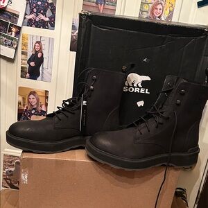 Sorel Dark Black Combat Boots